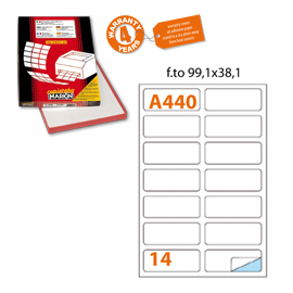 Etichetta adesiva a/440 bianca 100fg a4 99,1x38,1mm (14et/fg) markin