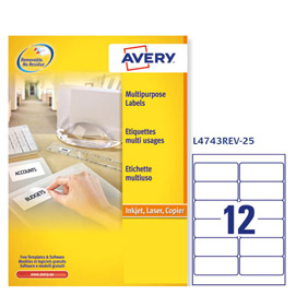 Etichetta adesiva l4743rev bianca rimovibili 25fg a4 99,1x42,3mm (12et/fg) laser