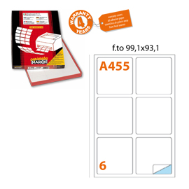 Etichetta adesiva a/455 bianca 100fg a4 99,1x93,1mm (6et/fg) markin