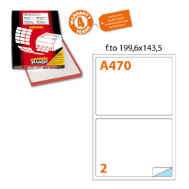 Etichetta adesiva a/470 bianca 100fg a4 199,6x143,5mm (2et/fg) markin