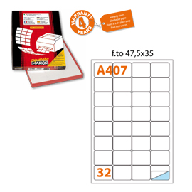 Etichetta adesiva a/407 bianca 100fg a4 47,5x35mm (32eti/fg) markin