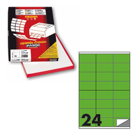 Etichetta adesiva c/500 verde fluo 100fg a4 70x36mm (24et/fg) markin