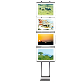 Espositore led da terra h200cm con 4 cornici a3 oriz. Freestanding ledmag