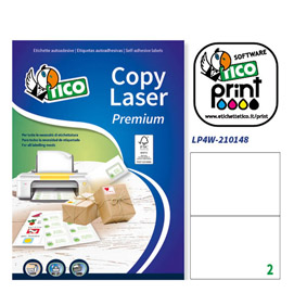 Etichetta adesiva lp4w bianca 100fg a4 210x148mm (2et/fg) laser tico