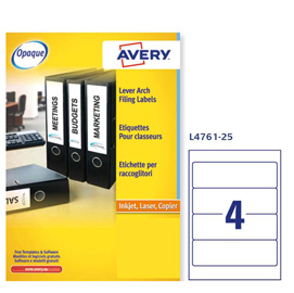 Etichetta adesiva l4761 bianca coprenti 25fg a4 192x61mm (4et/fg) avery