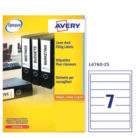 Etichetta adesiva l4760 bianca coprenti 25fg a4 192x38mm (7et/fg) avery