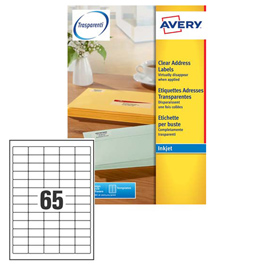 Etichetta adesiva j8651 bianca 25fg a4 38,1x21,2mm (65et/fg) inkjet avery