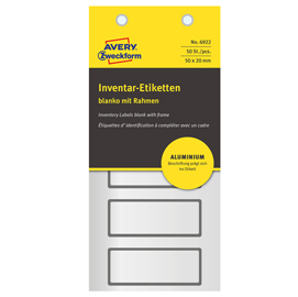 Etichetta inventario alluminio 50x20mm (5et/fg - 10fg) 6922 avery