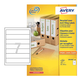 Etichette carta riciclata bianca per raccoglitori-61x192mm -laser- avery
