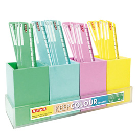 Espositore da banco con 48 righelli 16cm in 4 colori pastel assortiti arda