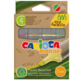 Evidenziatori memolight eco family - colori assortiti - carioca - scatola 4 pezzi