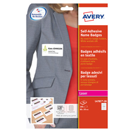 Etichette badge in seta acetata - 80 x 50 mm - 20 fogli (10 et/fg) - laser - avery