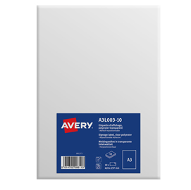 Etichette in poliestere trasparente - autoaderenti - a3 (1 et/fg) - 10 fogli - avery