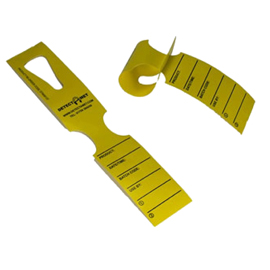 Etichette detectabili - con foro - 50 x 279 mm - giallo - linea flesh - rotolo da 500 etichette
