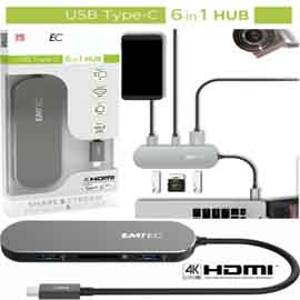 Emtec hub 6-in-1 multimedia type-c t650c