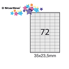 Etichetta adesiva bianca 100fg a4 35x23,5mm (72et/fg) starline