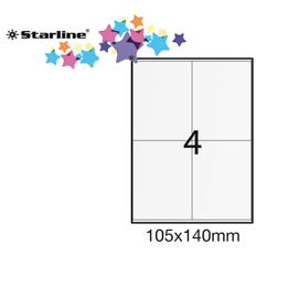 Etichetta adesiva bianca 100fg a4 105x140mm (4et/fg) starline