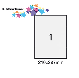 Etichetta adesiva bianca 100fg a4 210x297mm (1et/fg) starline