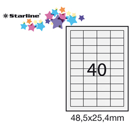 Etichetta adesiva bianca 100fg a4 48,5x25,4mm (40et/fg) starline