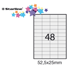 Etichetta adesiva bianca 100fg a4 52,5x25mm (48et/fg) starline