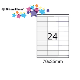 Etichetta adesiva bianca 100fg a4 70x35mm (24et/fg) starline