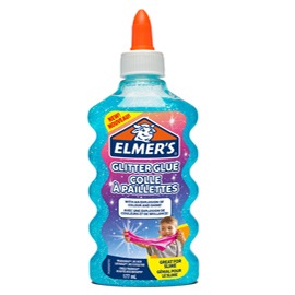 Flacone 177 ml colla glitterata blu liquida slime elmer's newell