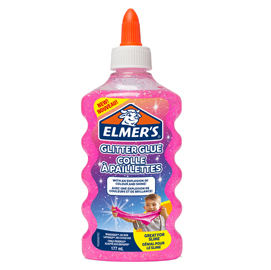 Flacone 177 ml colla glitterata rosa liquida slime elmer's newell