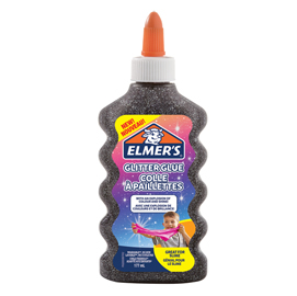Flacone 177 ml colla glitterata nera liquida slime elmer's newell