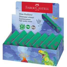 Gomma triangolare dinosauro - colori assortiti - faber castell - expo 15 pezzi