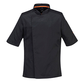 Giacca cuoco meshair pro - maniche corte - taglia l - nero - portwest