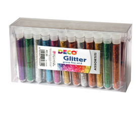 Glitter 50 flaconi grana fine 12ml colori assortiti cwr