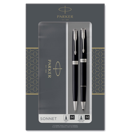 Gift set sfera m + roller f sonnet black ct parker