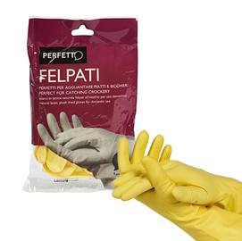 Guanti in lattice - felpati - taglia m/7 - giallo - perfetto - blister 2 pezzi