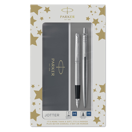 Gift set duo - jotter stainless steel ct sfera + stilografica - punta media - parker