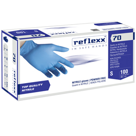 Guanti in nitrile r70 - senza polvere - tg s - reflexx - conf. 100 pezzi