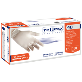 Guanti in lattice r40 - c/polvere - tg xl - bianco - reflexx - conf. 100 pezzi