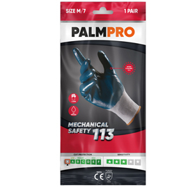 Guanti mechanical safety palmpro 113 - per ambienti oleosi - taglia l - grigio/blu - icoguanti