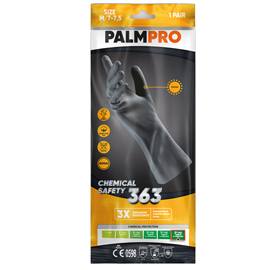 Guanti chemical safety palmpro 363 - taglia l - nitrile - nero - icoguanti
