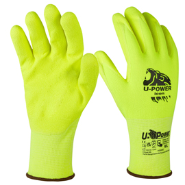 Guanti di protezione icon - con polsino marrone - taglia 09 - giallo fluo - u-power