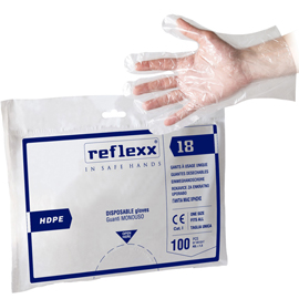 Guanti hdpe r18 - taglia unica - trasparente - reflexx - conf. 100 pezzi