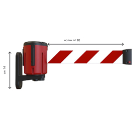 Kit testina rondo tensa - nastro estensibile 10 mt - rosso / bianco - con fissaggio a muro - studio t