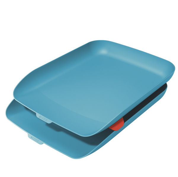 Kit doppia vaschetta portacorrispondenza cosy - blu - leitz
