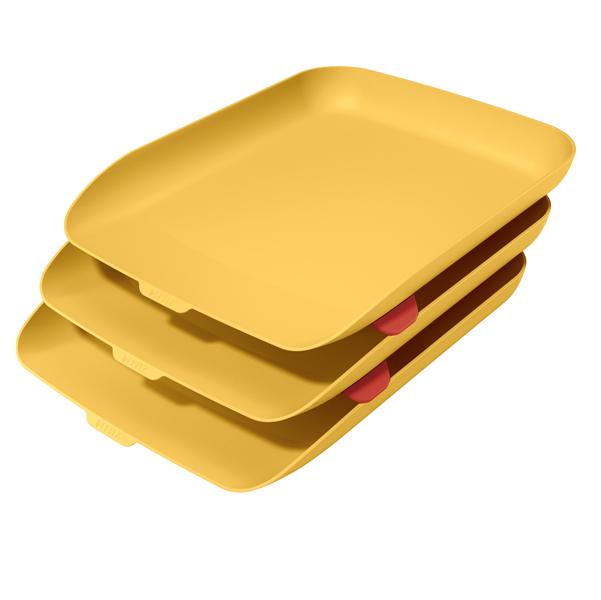 Kit tripla vaschetta portacorrispondenza cosy - giallo - leitz