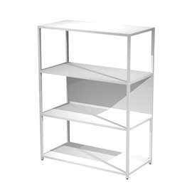 Libreria 4 ripiani modular - 90 x 44 x 122 cm - struttura metal bianco - bianco - artexport