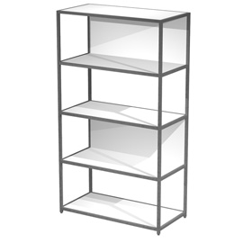 Libreria 5 ripiani modular - 90 x 44 x 161 cm - struttura metal antracite - bianco - artexport