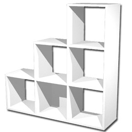 Libreria 6 caselle a scalare 104x29,2cm-h103,9cm bianco - rainbow