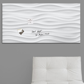 Lavagna magnetica in vetro 46x91cm onde bianche artverum® sigel