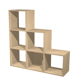 Libreria 6 caselle a scalare 104x29,2cm-h103,9cm rovere - rainbow