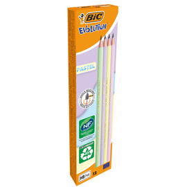 Matita evolution pastel - gradazione hb - colori assortiti - bic - conf. 12 pezzi