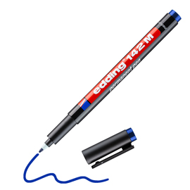 Marcatore permanente 142 m - punta 1 mm - blu - edding